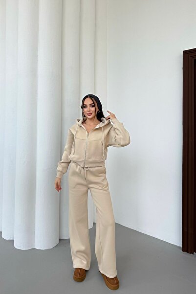 Mezka Γυναικείο Σετ Φόρμας με Διπλό Φερμουάρ Λεπτομερές Χειμερινό με κουκούλα...