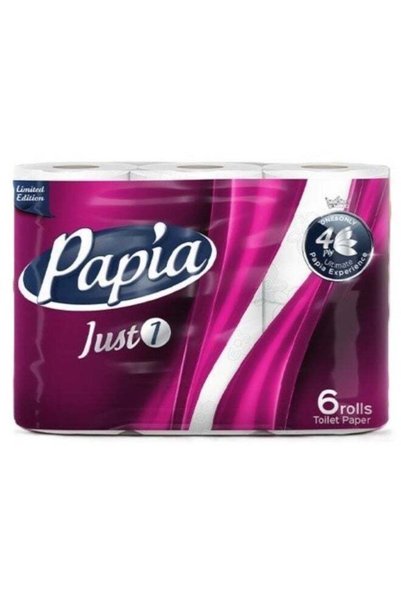 Papia مناديل رول حمام بابيا جاست وان 6رول × 6عبوات – 4 طبقات ناعمة ومتينة