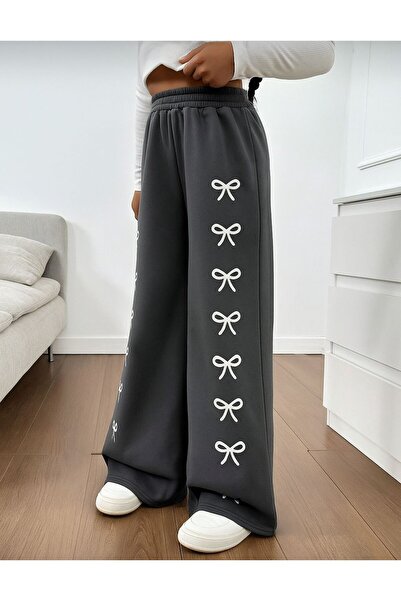 Le Vion Kadın Kurdele Baskı Yüksek Bel Bol Paça Eşofman Altı