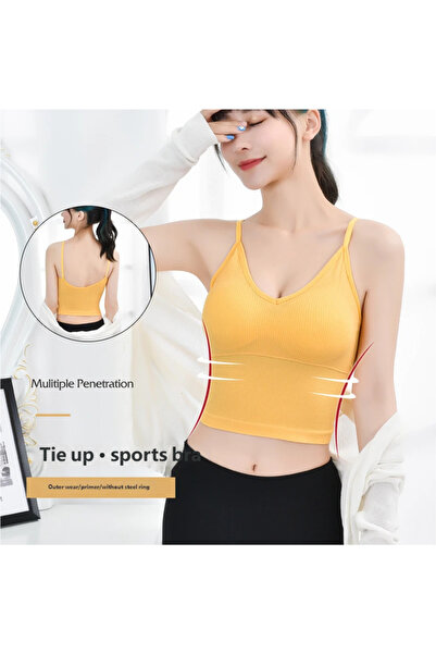 Eces Design Women's Thin Strap Crop Tank Top – Soft Textured Comfortable Bral...