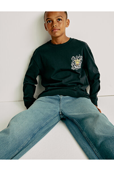 Marks & Spencer Saf Pamuk Sünger Bob Uzun Kollu Üst (2‑16 Yaş)