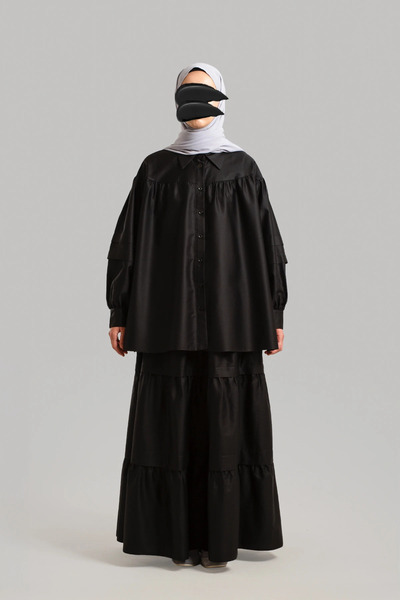 Emare Cămașă din bumbac Aller Detailed - Negru