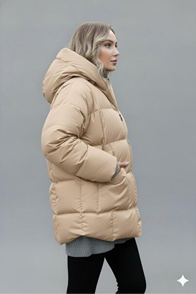 Afri Women's Mink Hooded Puffer Coat – Oversized Winter Thick Coat – Cold-Proof Puffer Coat