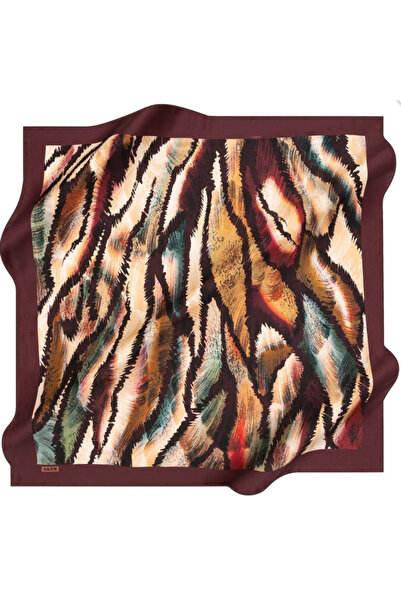 Aker Tivil Pure Silk Scarf 8128713 - 941 Burgundy Leopard Pattern