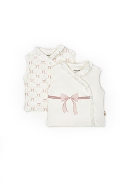 BabyCosy Organic Wear Set of 2 baby vests, powder,