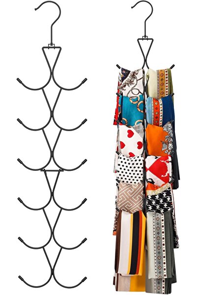 Generic 2-Pack Scarf Hangers with 24 Slots, 360° Swivel Hook, Closet Organize...