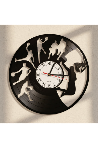 Handmade ساعة حائط مصنوعة يدويًا من مواد معاد تدويرها بتصميم كرة السلة