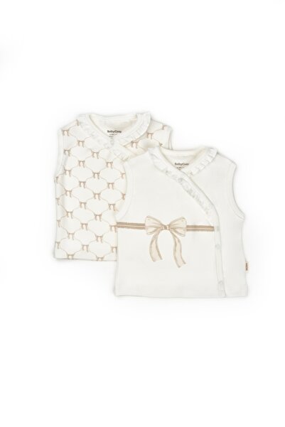 BabyCosy Organic Wear Set of 2 baby vests, stone,