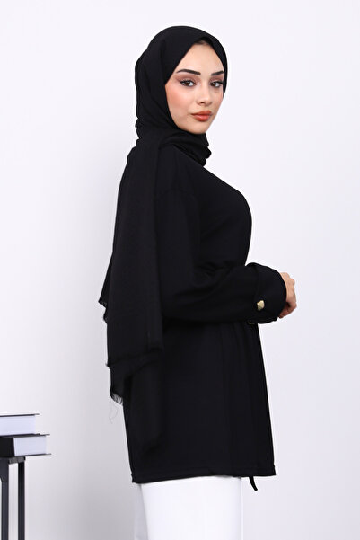 İmajButik Μαύρο μπλουζάκι με λεπτομέρεια με μαύρα κουμπιά