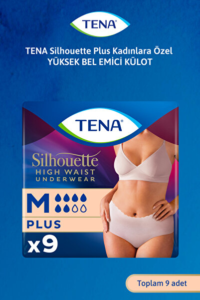 TENA Silhouette Plus Kadınlara Özel Yüksek Bel Emici Külot Krem M 9'lu 1 Pake...
