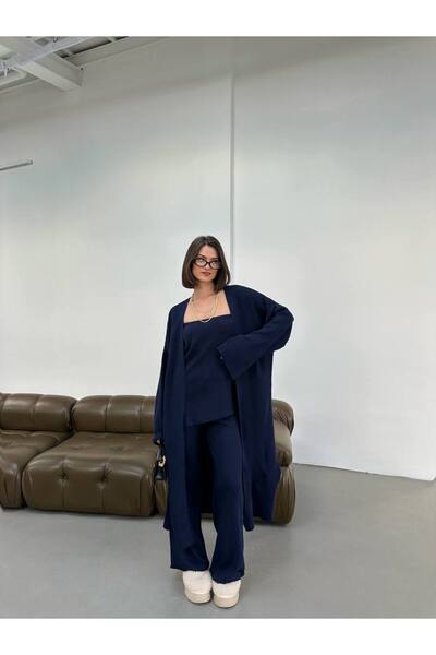 Flarsky Strapless Cardigan and Pants 3-Piece Knitwear Set