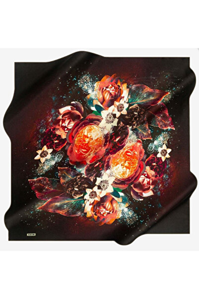 Aker Φουλάρι Sura Pure Silk 7580701 - 351 Σκούρο πράσινο σχέδιο λουλουδιών