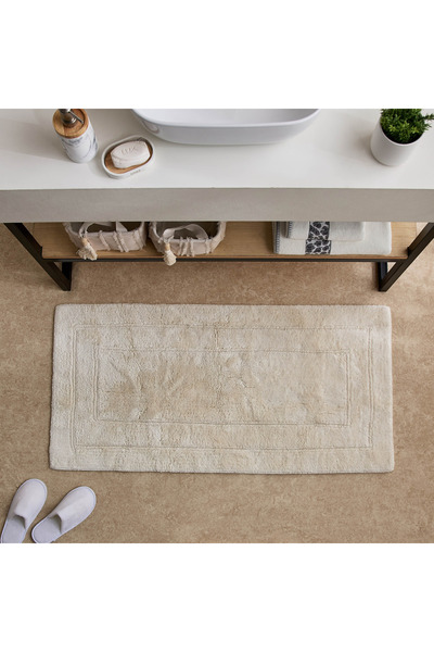 Home Box Luxy Bliss- Daytona- Reversible Cotton Bathmat- 60x120 cm- Cream
