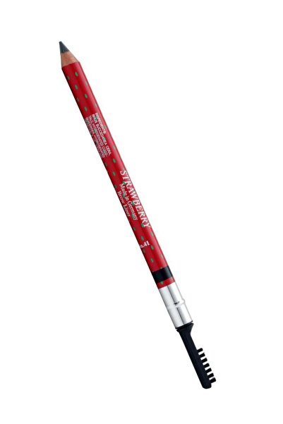 STRAWBERRY قلم تحديد الحواجب طويل الأمد وفرشاة 2 في 1 باللون الأسود