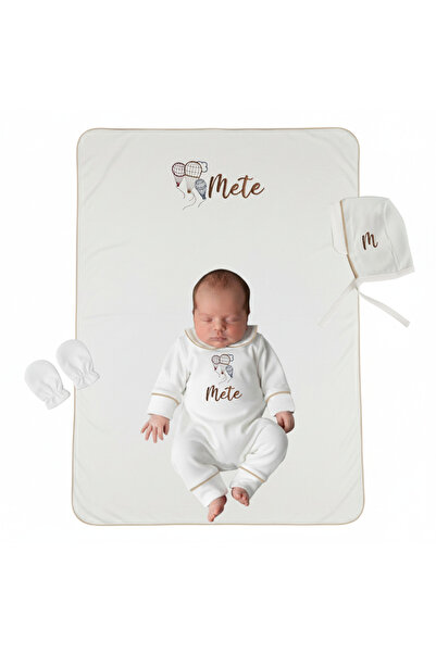 Mis Bebe Minik İnsanların Sarayı 100% Cotton Combed Fabric Beige Piped Flying...