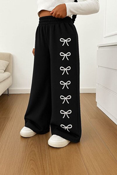 Le Vion Kadın Kurdele Baskı Yüksek Bel Paçası Lastikli Bol Paça Eşofman Altı