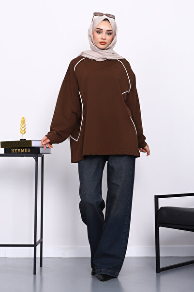 İmajButik Brown Piped Two Thread Sweatshirt