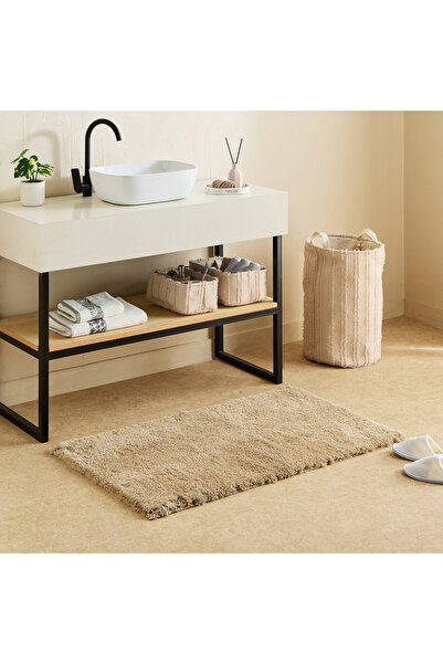 Home Box سجادة حمام ليا سليكي شاج من الألياف الدقيقة - 70 × 120 سم - بيج