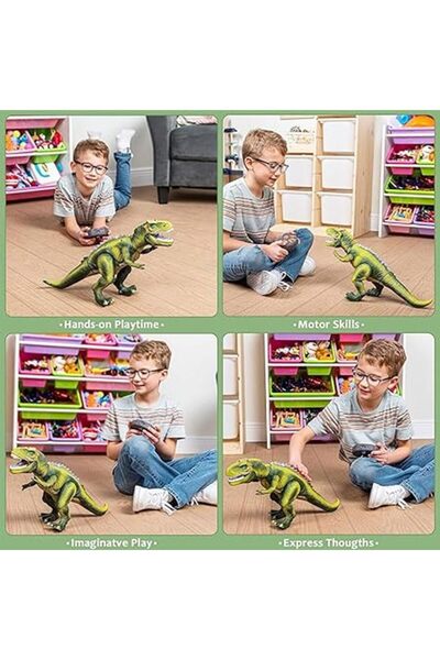 AYEBIA LED Light Up Remote Control Dinosaur Walking and Roaring Realistic T-Rex Dinosaur Toys