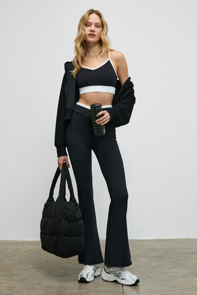 Urban Beat GLIPSEN Kadın Yumuşak Ve Esnek Dokulu Kontrast Biyeli Asimetrik Ke...