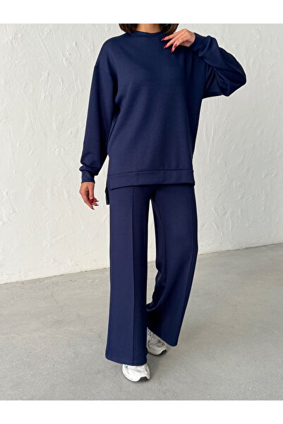 BEJNA Women's Comfortable Fit Soft Modal Textured Top and Bottom Set