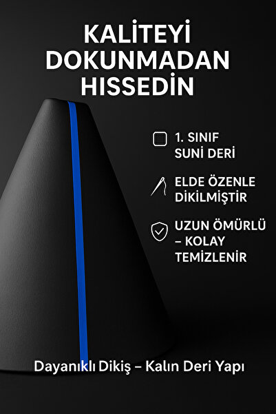 AutoDesign Peugeot Rifter Black Artificial Leather Blue Stripe Sport Stitching Gear Shift Boot