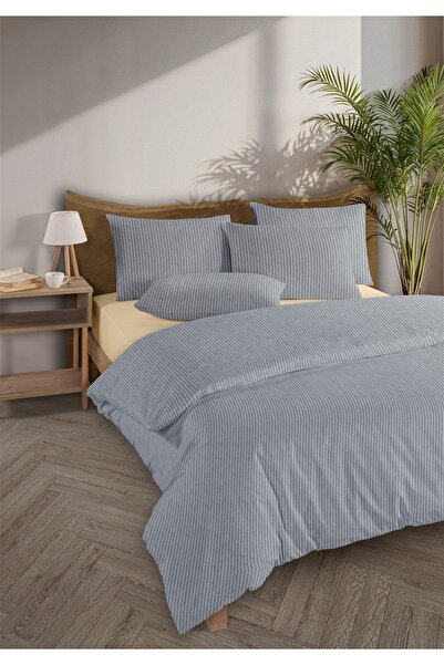 Monolisse Set de lenjerie de pat chıc bumbac 100% Ranforce Akay bleumarin vop...