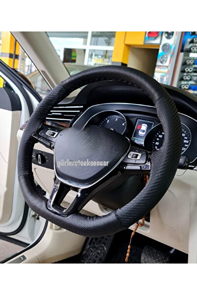 gürler oto kılıf ve aksesuar Renault Clio Symbol 3 Uyumlu Dikmeli Direksiyon Kılıfı Noktalı-Karbon Siyah