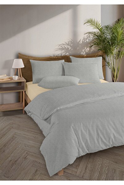 Monolisse Set de lenjerie de pat chıc bumbac 100% Ranforce Akay, gri închis, ...