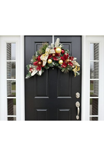 Empressco Kırmızı Yılbaşı Kapı Süsü, Şık ve Neşeli Dekorasyon, Noel Temalı Süs