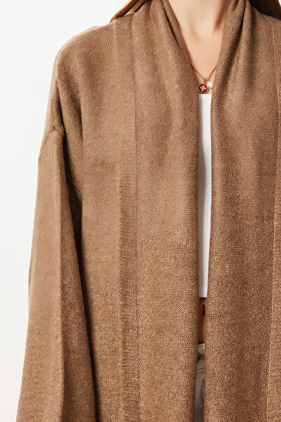 Lovelyİstanbul Oversized Long Knitwear Cardigan Ldd0129 Milk Brown