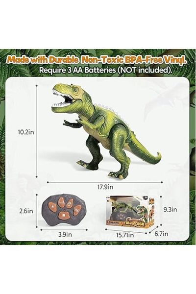 AYEBIA LED Light Up Remote Control Dinosaur Walking and Roaring Realistic T-Rex Dinosaur Toys