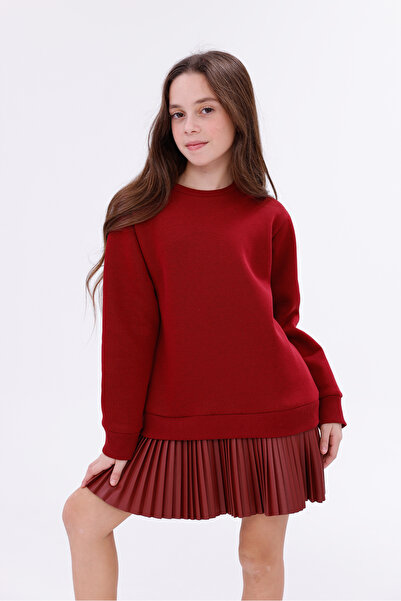 EYLÜL ELİF BUTİK Sports Girls' Leather Pleated Dress