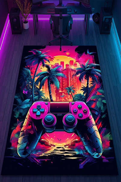 HalıOnline Oyuncu Desenli Kaymaz Taban Makinede Yıkanabilir Gaming Oyuncu Gam...