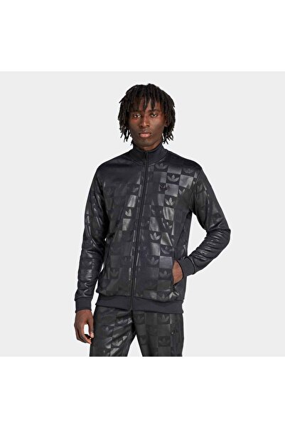 adidas سترة رجالية سوداء بطباعة مونوغرام شاملة (JY2981)