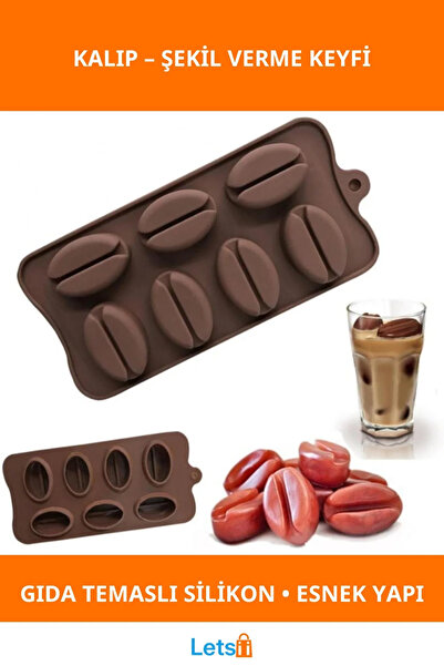 Letsii قالب سيليكون مرن على شكل حبة قهوة