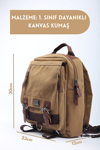 OLDSO Canvas Waterproof Multi-Pocket Daily & Travel Backpack with Laptop Compartment