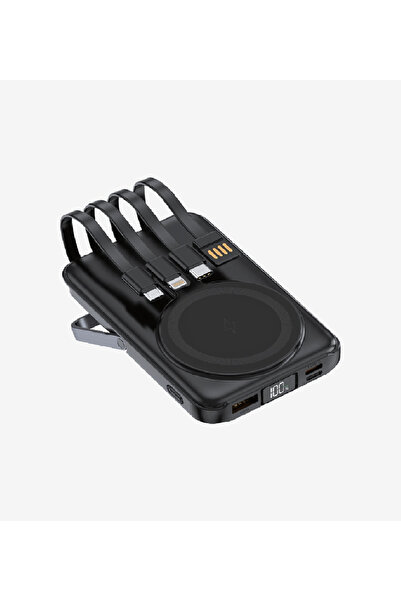 Linktech Powerbank WF27 - 10.000 Mah Çoklu Kablolu ve Kablosuz Hızlı Şarjlı Powerbank - Kaliteli Taş