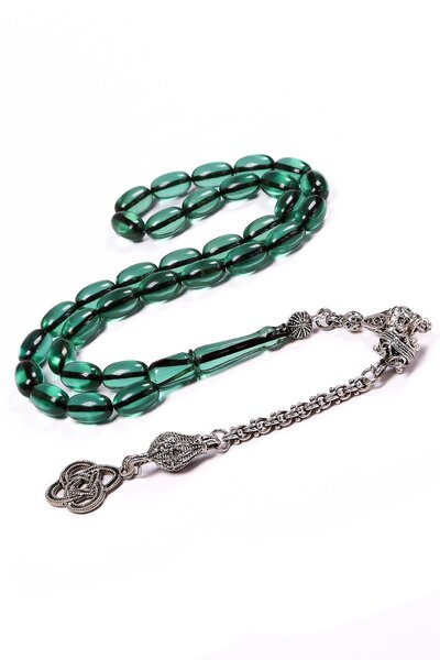 TESBİHKENTİ Beautifully Polished Water Green Fire Amber Prayer Beads