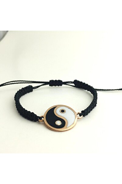 BUTİK GÜMÜŞ 925 Ayar Yin Yang Sembolü, Mine İşçiliği Bileklik BG-BLK-008