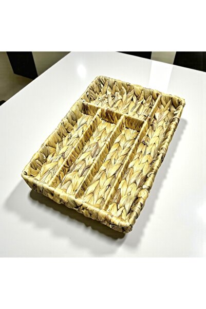 SepetçiBaba 5 Bölmeli Hasır Kaşıklık Düzenleyici , Doğal Çekmece İçi Düzenley...