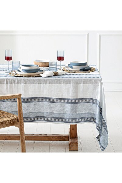 Chakra Paso Masa Örtüsü MARIN MAVI/BEYAZ