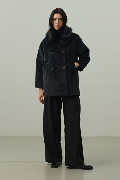 Fahhar Detachable Fur Bomber Jacket Black