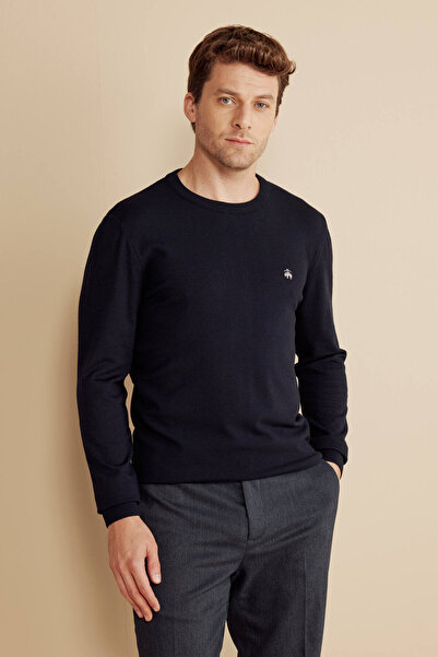 BROOKS BROTHERS Bisiklet Yaka Standart Lacivert Erkek Kazak BBFW25MKL010