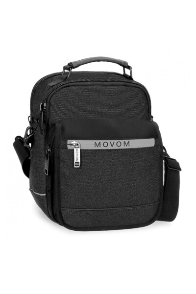 Movom Men's shoulder bag, 2 compartments Trimmed, black, 20x25x12 cm