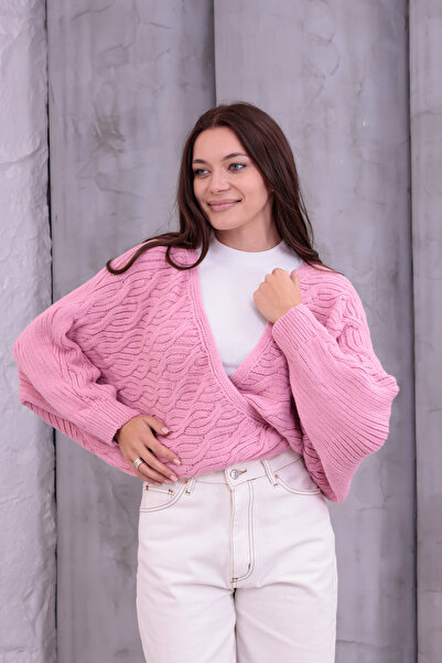 Knitoryx Balloon Sleeve Hair Tie Crop Cardigan with All Colors |   Trend Knitwear Women's Sweater Jacket