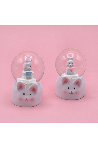 Store Mini Boy Tavşan Tasarımlı Kar Küresi 7 Cm – Sevimli Dekoratif Biblo, Öz...
