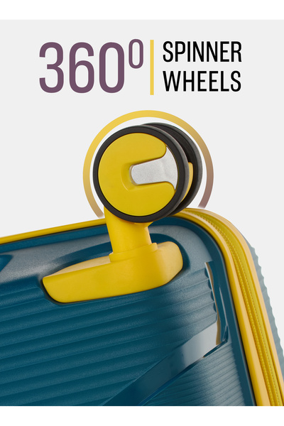 BRITISH TOURISTER 3 Piece Polypropylene Hard side Luggage Set with TSA Lock | Small, Medium, Large) - Peacock Blue