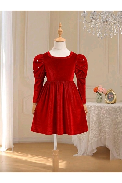 OEM Red velvet dress, long sleeve, 4 years, 104 cm
