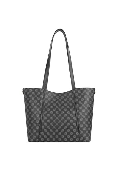 CENGİZ PAKEL Card Holder Charm Detailed Monogram Women's Hand – Shoulder Bag – 7604P - Black